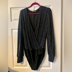 NWOT Long Tall Sally Black/Silver bodysuit